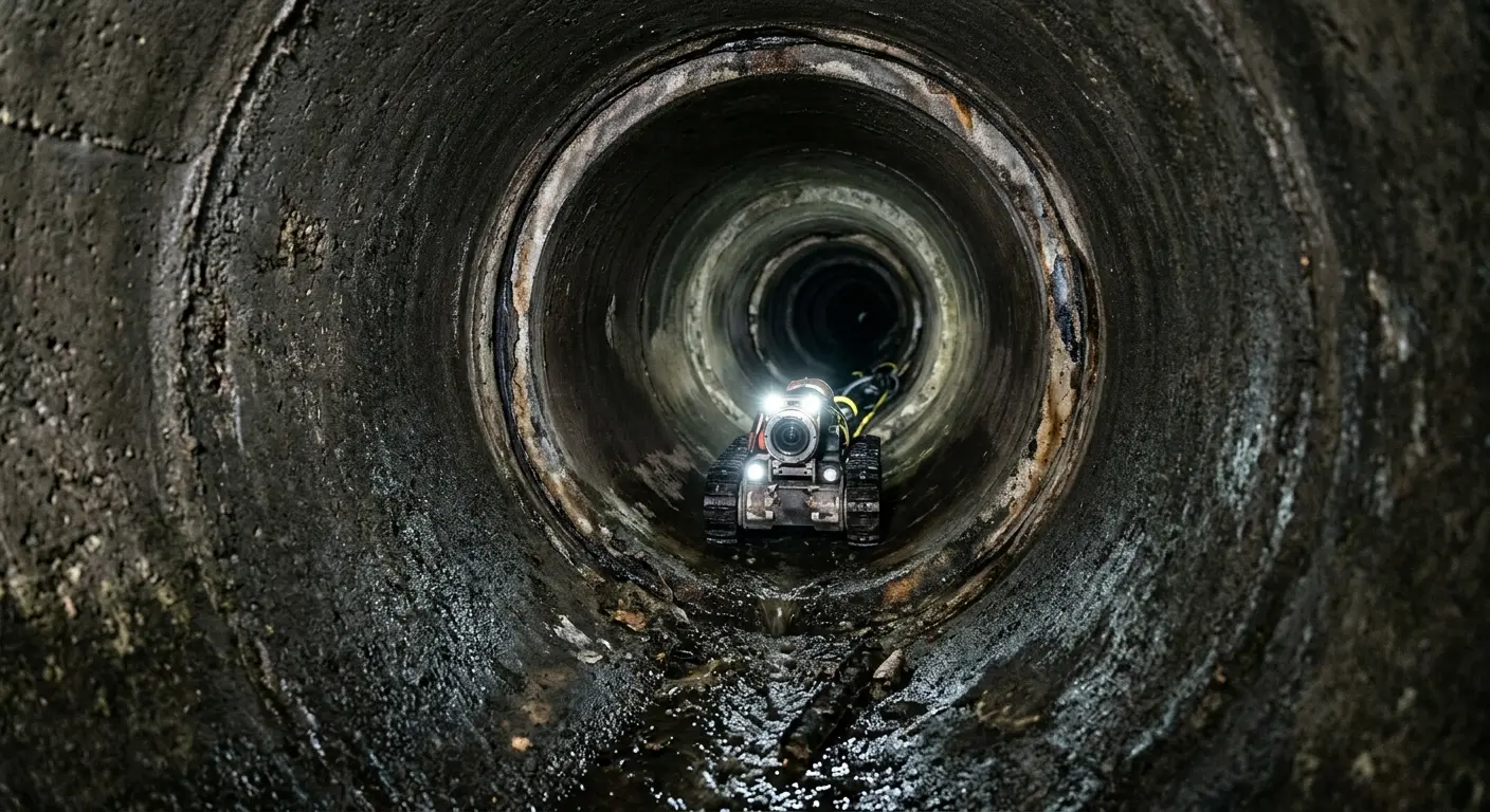 Robotic sewer camera inspecting pipe interior for Sewer Line Repair in Midland
